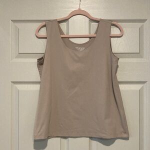 EUC Chico’s Sz 2 (12/14 L) Beige/Soft Latte Undershirt Microfiber Tank Top